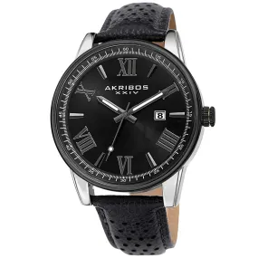 Akribos Xxiv Perforated Strap Black Dial Men's Watch AK1048SSBK