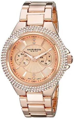 Akribos Xxiv Rose Gold Dial Multi-function Quartz Ladies Watch AK789RG