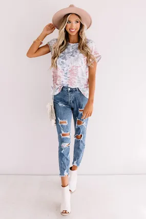 Along The Lane Tie Dye Shift Top In Blush