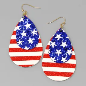 American Flag Patriotic Drop Earrings