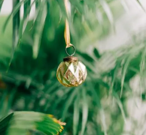 Antiqued Gold Glass Bauble - Boxed Set of 6