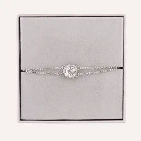 April Diamond-Colour Birthstone Clasp Bracelet In Silver-Tone