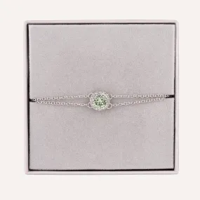 August Peridot-Colour Birthstone Clasp Bracelet In Silver-Tone