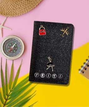 Black Glitter Passport Cover