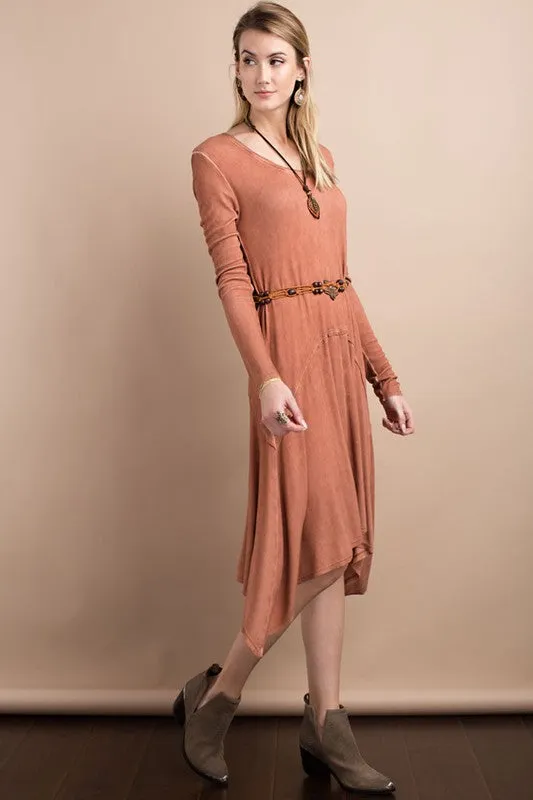 Casual Long Sleeve Asymmetrical Dress