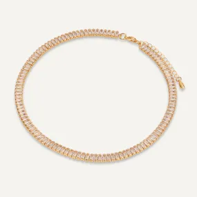 Cubic Zirconia Clasp Necklace In Gold-Tone