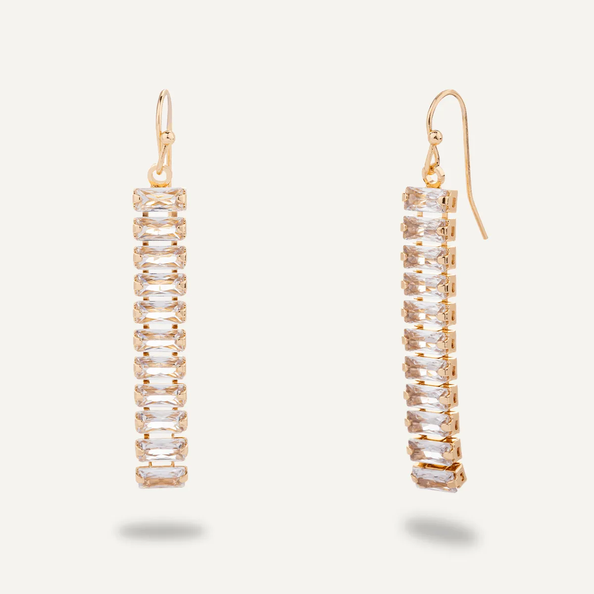 Cubic Zirconia Drop Earrings In Gold-Tone