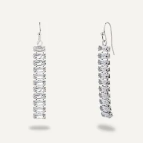 Cubic Zirconia Drop Earrings In Silver-Tone