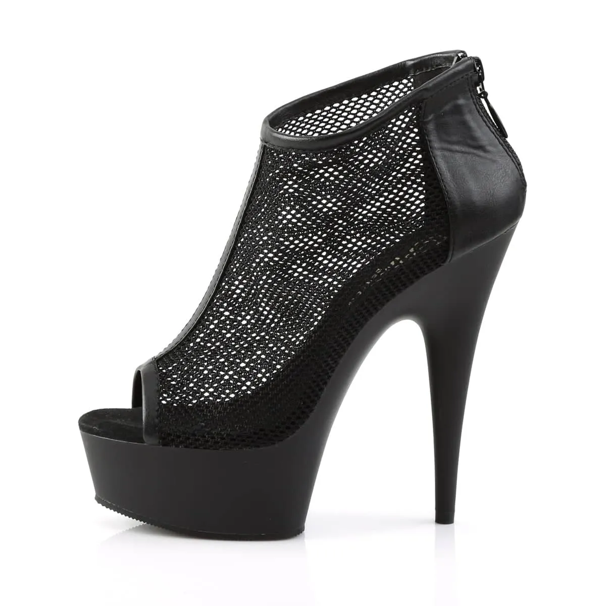 DELIGHT-600-12 Black Ankle Peep Toe Boots