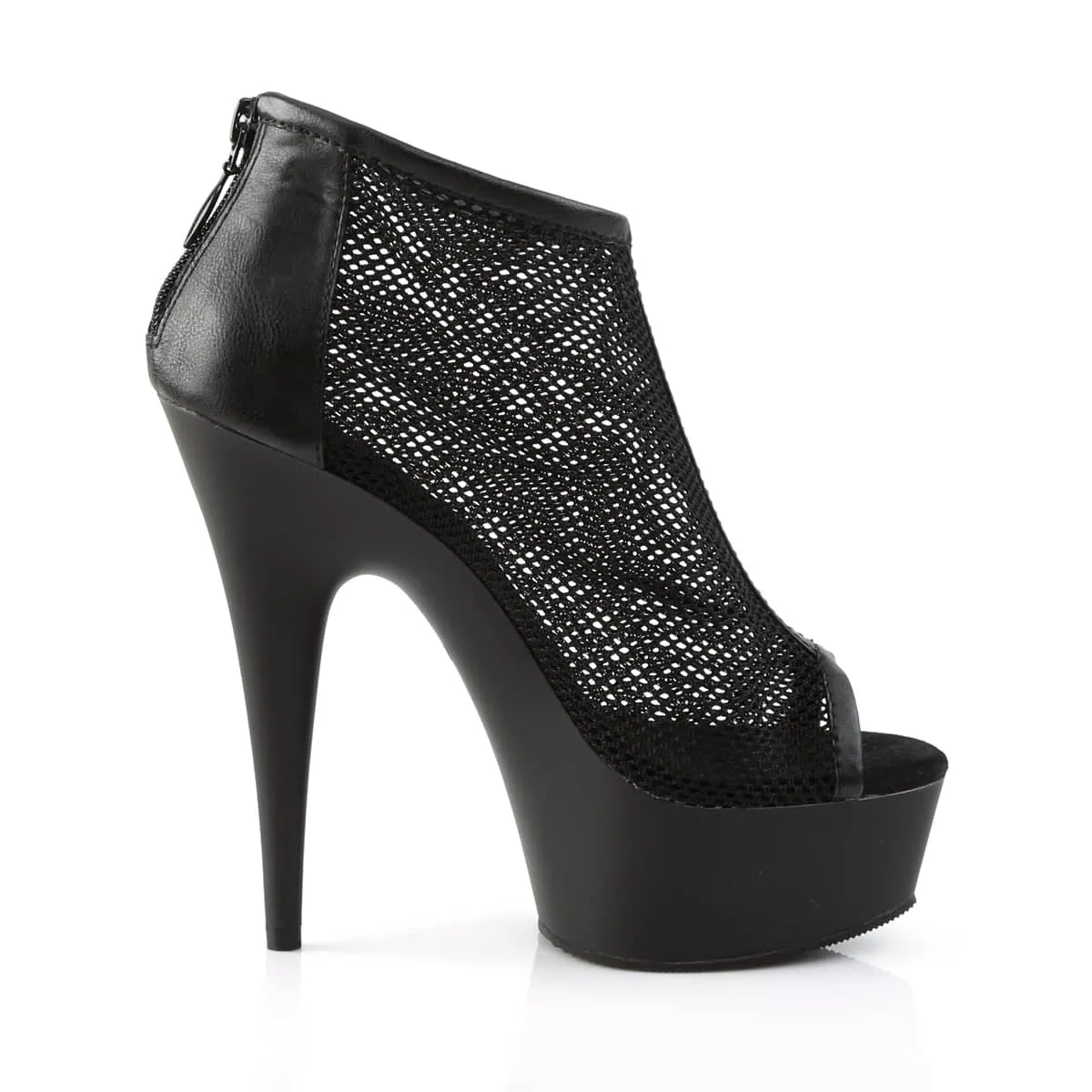 DELIGHT-600-12 Black Ankle Peep Toe Boots