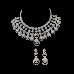 DNS81 silver plated diamanté necklace with earrings ( READY TO SHIP )