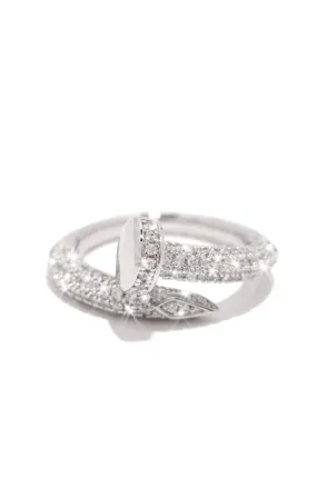 Dream Girl Embellished Nail Ring - Silver