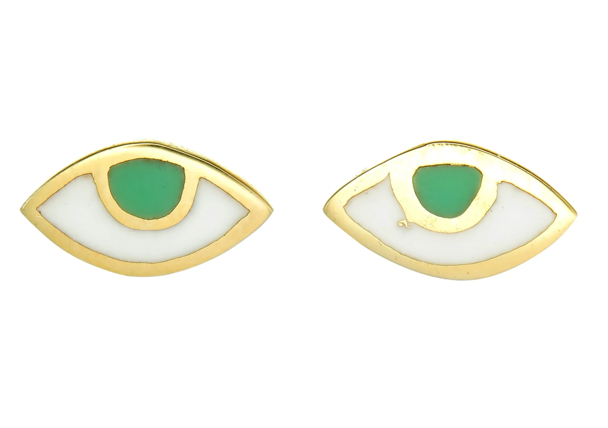 EYE SPY - STUD EARRINGS - GREEN - GOLD