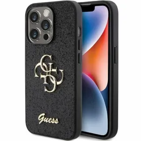 Guess Glitter Script Big 4G Case for iphone 15 Pro Max 6.7" Black - GUHCP15XHG4SGK