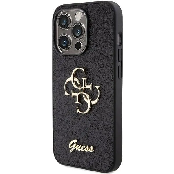 Guess Glitter Script Big 4G Case for iphone 15 Pro Max 6.7" Black - GUHCP15XHG4SGK