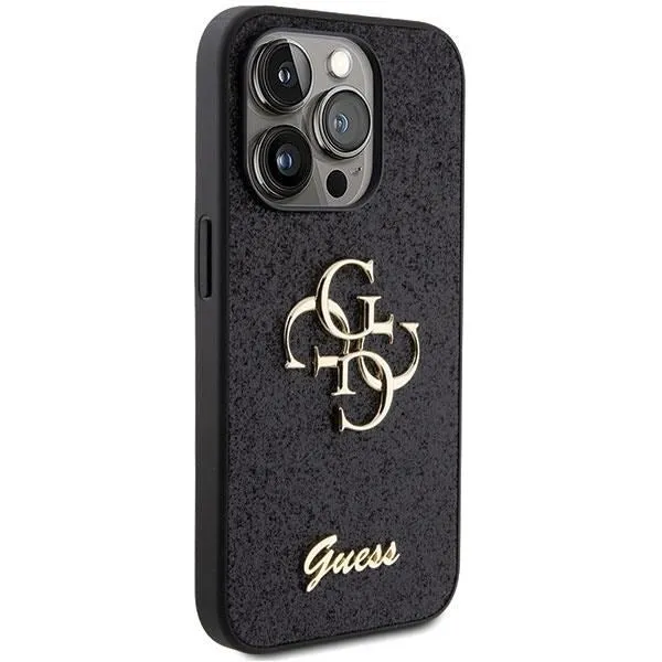 Guess Glitter Script Big 4G Case for iphone 15 Pro Max 6.7" Black - GUHCP15XHG4SGK