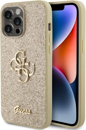 Guess Glitter Script Big 4G Case for iphone 15 Pro Max 6.7" Gold - GUHCP15XHG4SGD