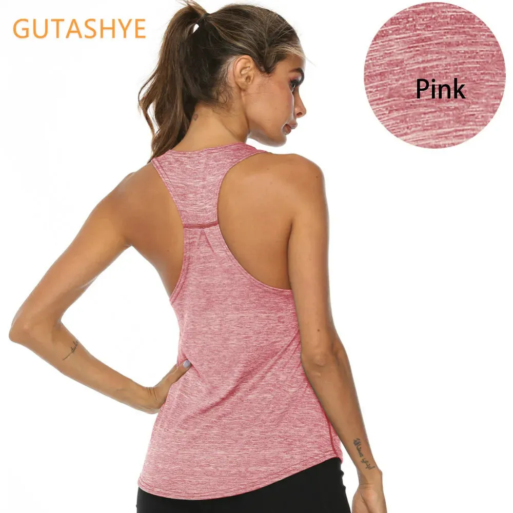 GUTA 4XL Women Racerback Yoga Tank Tops Sleeveless Fitness Yoga Shirts Quick Dry Athletic Running Sports Vest Workout T Shirt