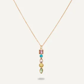 Iris Multi-Coloured Crystal Pendant Necklace In Gold-Tone