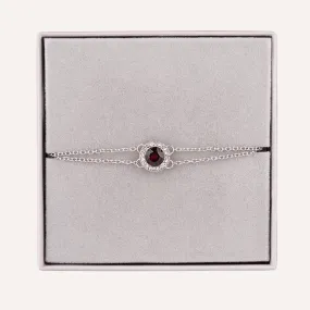 January Garnet-Colour Birthstone Clasp Bracelet In Silver-Tone