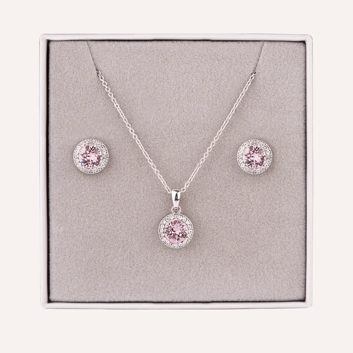 June Alexandrite-Colour Birthstone Necklace & Earring Set In Silver-Tone