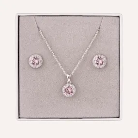 June Alexandrite-Colour Birthstone Necklace & Earring Set In Silver-Tone