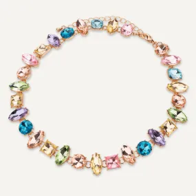 Light Multi-Coloured Crystal Collar Necklace In Gold-Tone