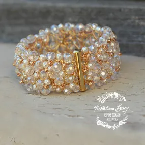 Mandy crystal pearl cuff bracelet - Available in Gold, Silver or Rose Gold