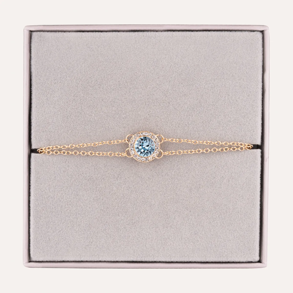 March Aquamarine-Colour Birthstone Clasp Bracelet In Gold-Tone