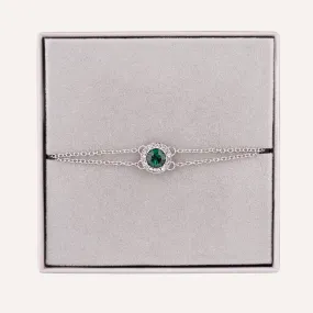 May Emerald-Colour Birthstone Clasp Bracelet In Silver-Tone