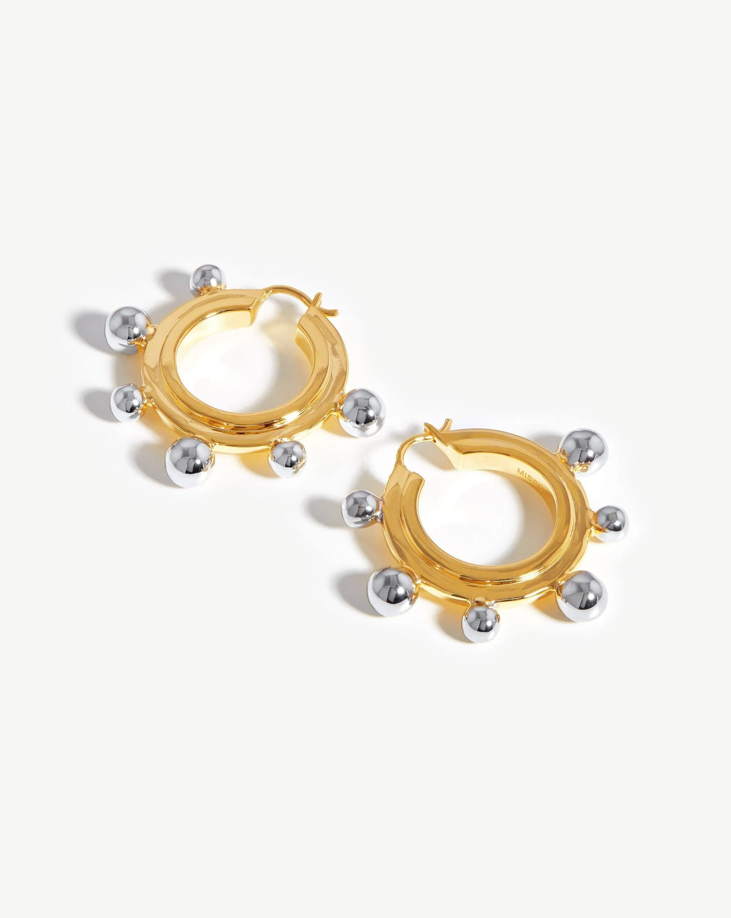 Medium Sphere Hoop Earrings | Mixed Metal