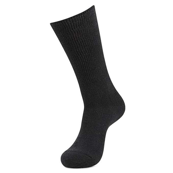 Men's Crew Length Diabetic Socks (Black)