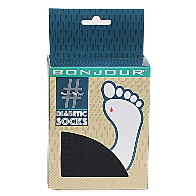 Men's Crew Length Diabetic Socks (Black)