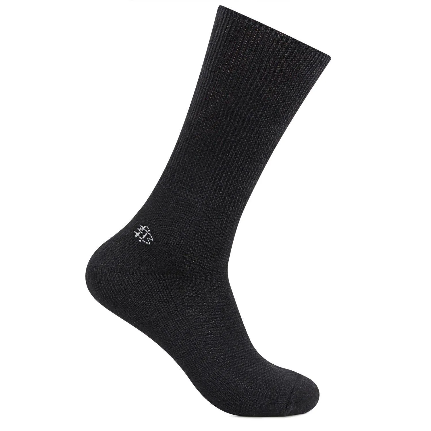 Men's Crew Length Diabetic Socks (Black)