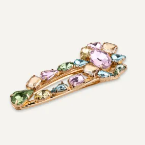 Multi-Coloured Crystal Flower Hairslide In Gold-Tone