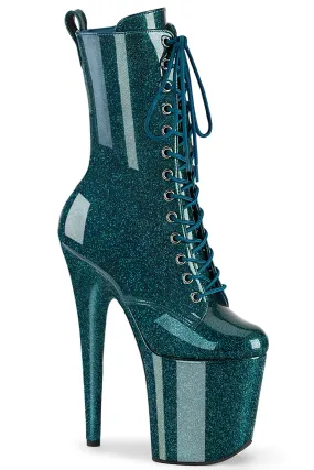 Pleaser USA Flamingo-1040GP 8inch Pleaser Boots - Teal Glitter