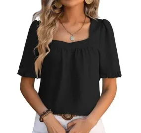 Pleated Short-Sleeved Top