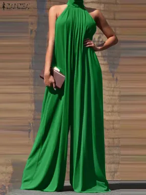 Pleated Wide Leg  Jumpsuits