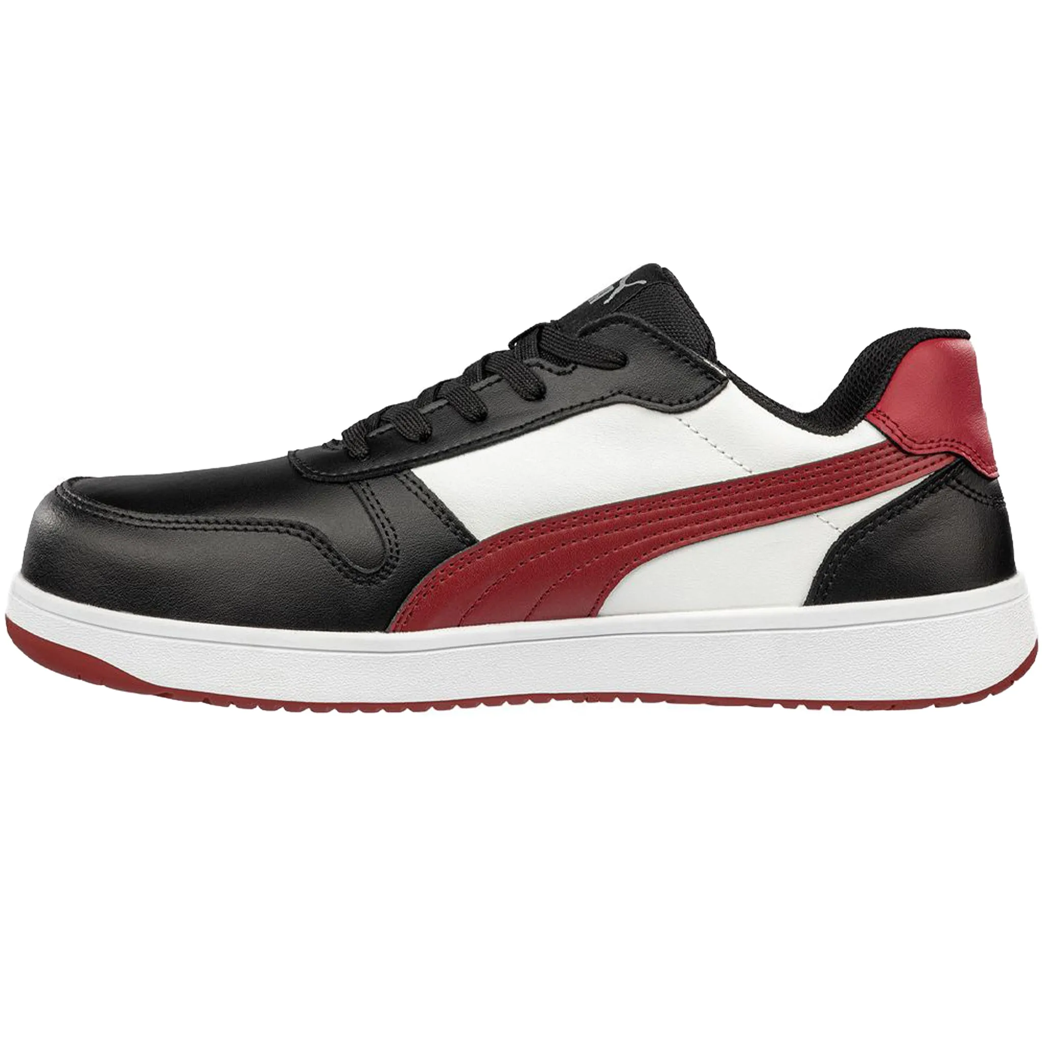 Puma Women's 640215 Frontcourt Black White Red Low Safety Composite Toe Slip Resistant EH Work Shoes