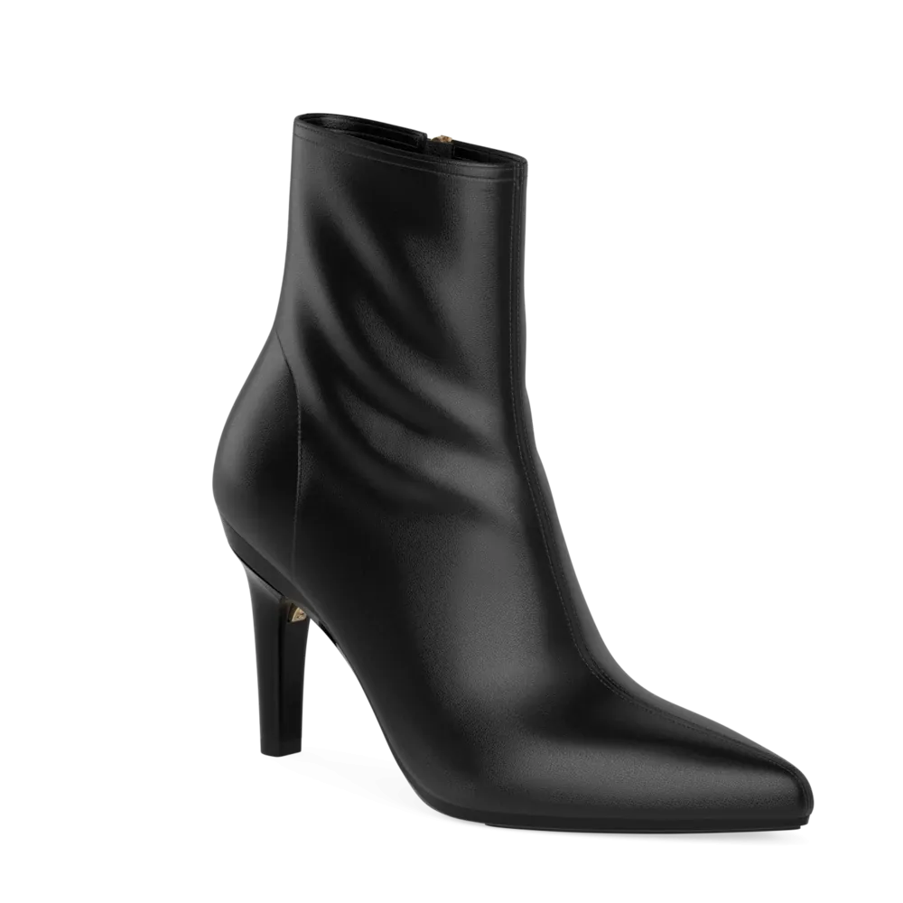 The Bootie - Coal Stretch Leather 4 Stiletto