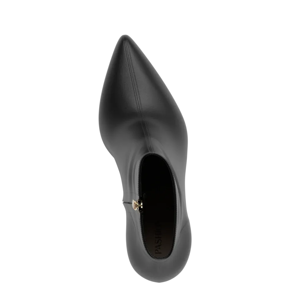 The Bootie - Coal Stretch Leather 4 Stiletto