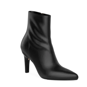 The Bootie - Coal Stretch Leather 4 Stiletto