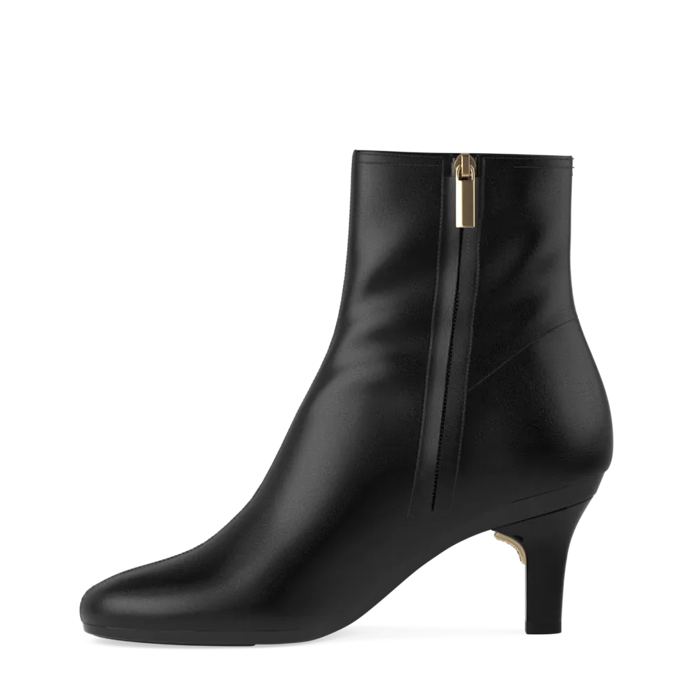 The Josie Bootie - Coal Stretch Leather 3 Stiletto