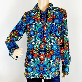 Women's Merona Tunic Top - M - Retro Style Popover Top, Mod Flowers