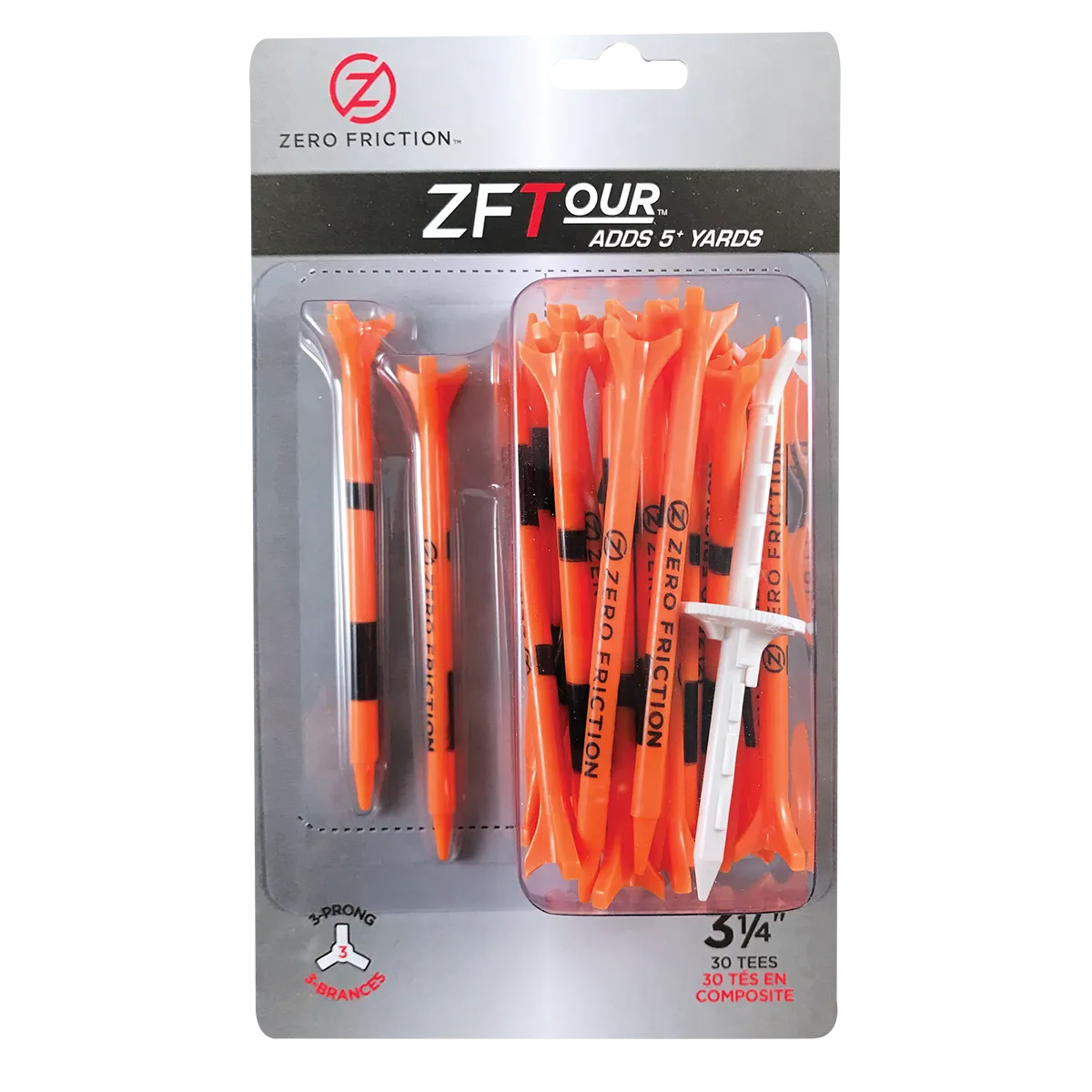 ZF TOUR 3-PRONG 3-1/4" TEES - 30 PACK